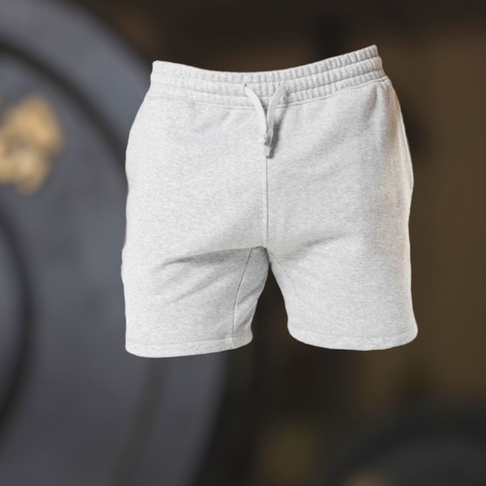 GymShark Men’s Crest Shorts in Light Grey Marl